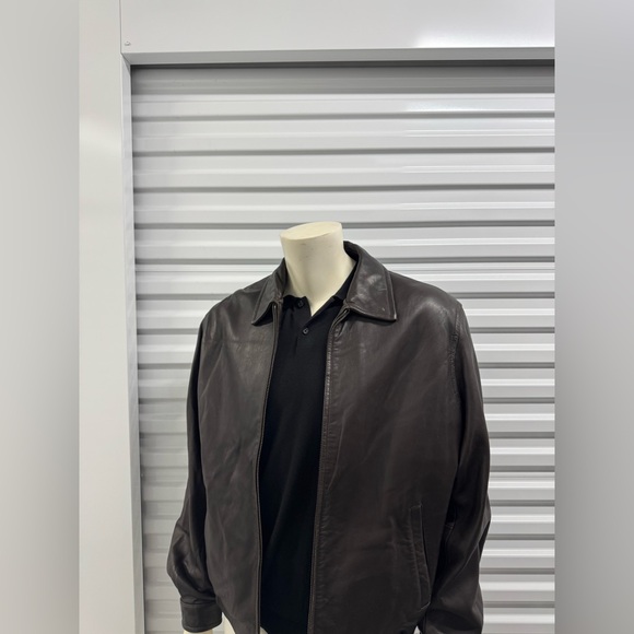Nautica Men's Dark Brown Leather Jacket - Picture 1 of 10